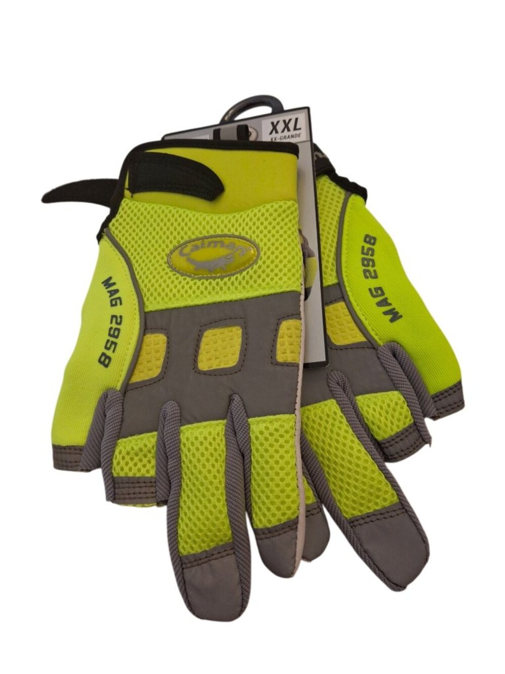 Caiman MAG 2958 Hi Vis Fingerless Work Gloves XXL Safety Utility Leather